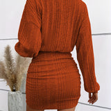 Ella - Knit Lantern Sleeve Dress