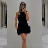 Noir Allure Feather Dress