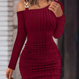 Olga - Knit Slanted Shoulder Dress