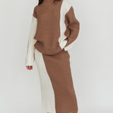 Rita - Mocha Cream Knit Set