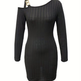 Olga - Knit Slanted Shoulder Dress