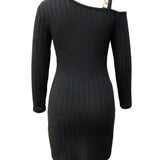 Olga - Knit Slanted Shoulder Dress