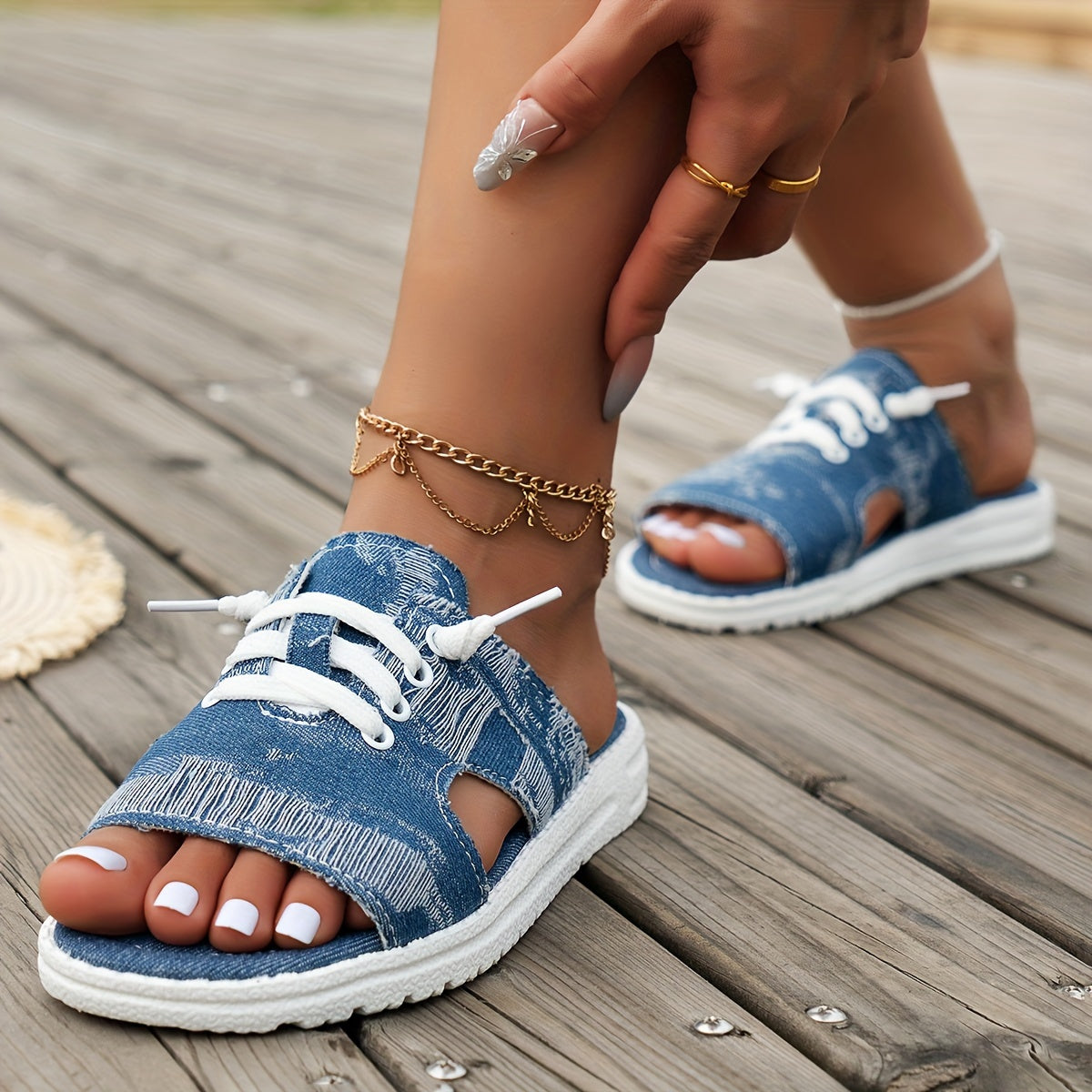 Urban Wanderer - Denim Slide Sandals