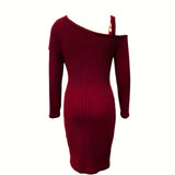 Olga - Knit Slanted Shoulder Dress