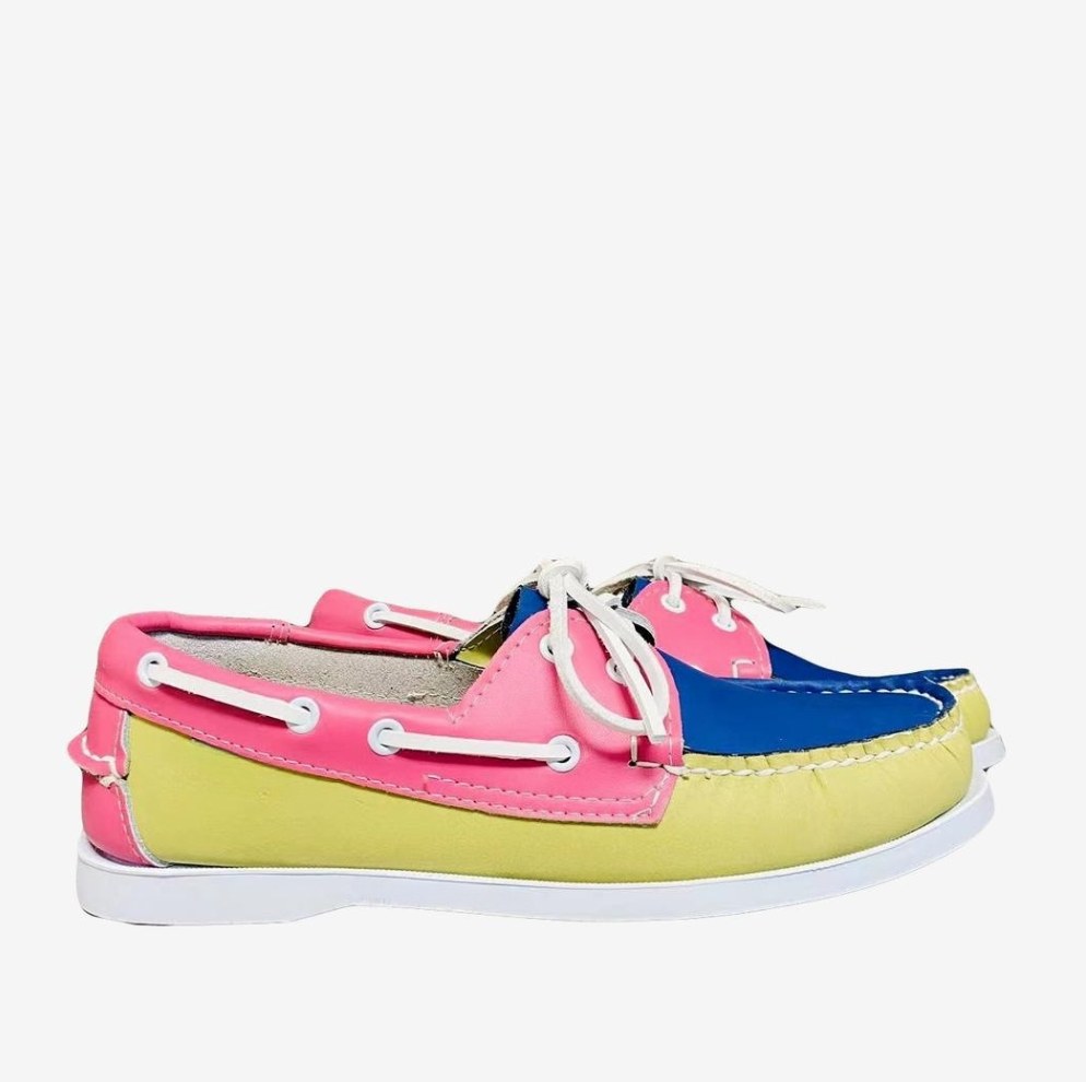 Mocassin Bateau Homme Tricolore Cuir