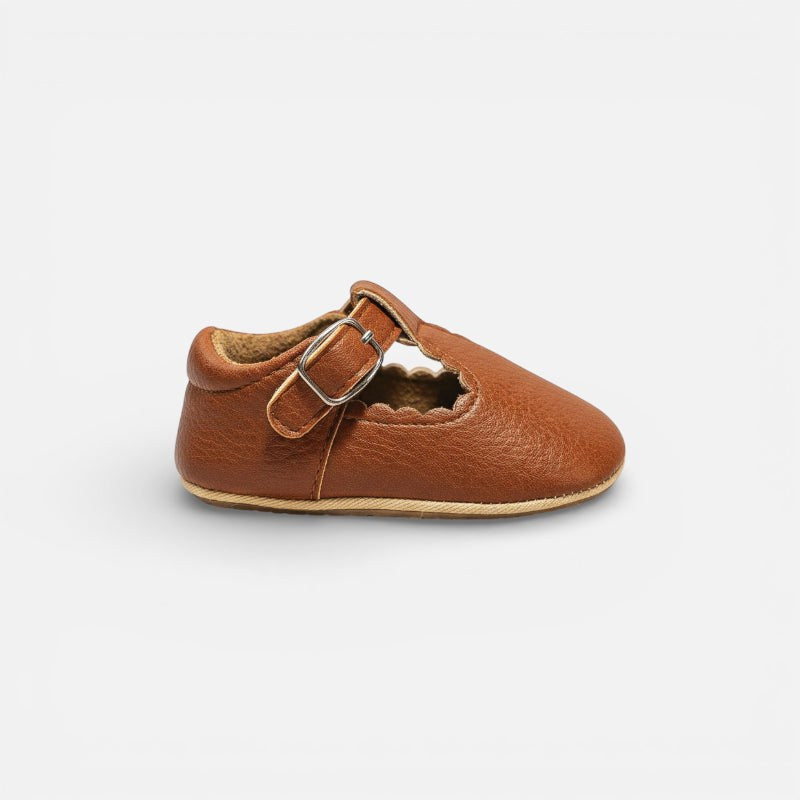 Mocassin bébé cuir marron – vue de profil