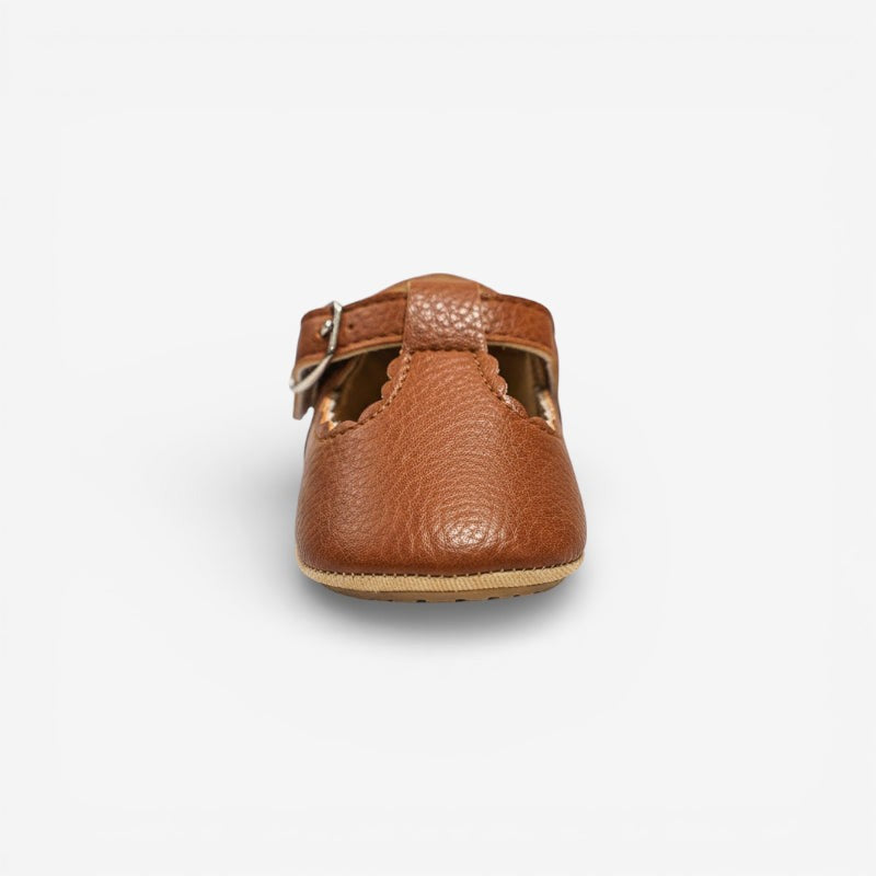 Mocassin bébé cuir marron – vue de dessus