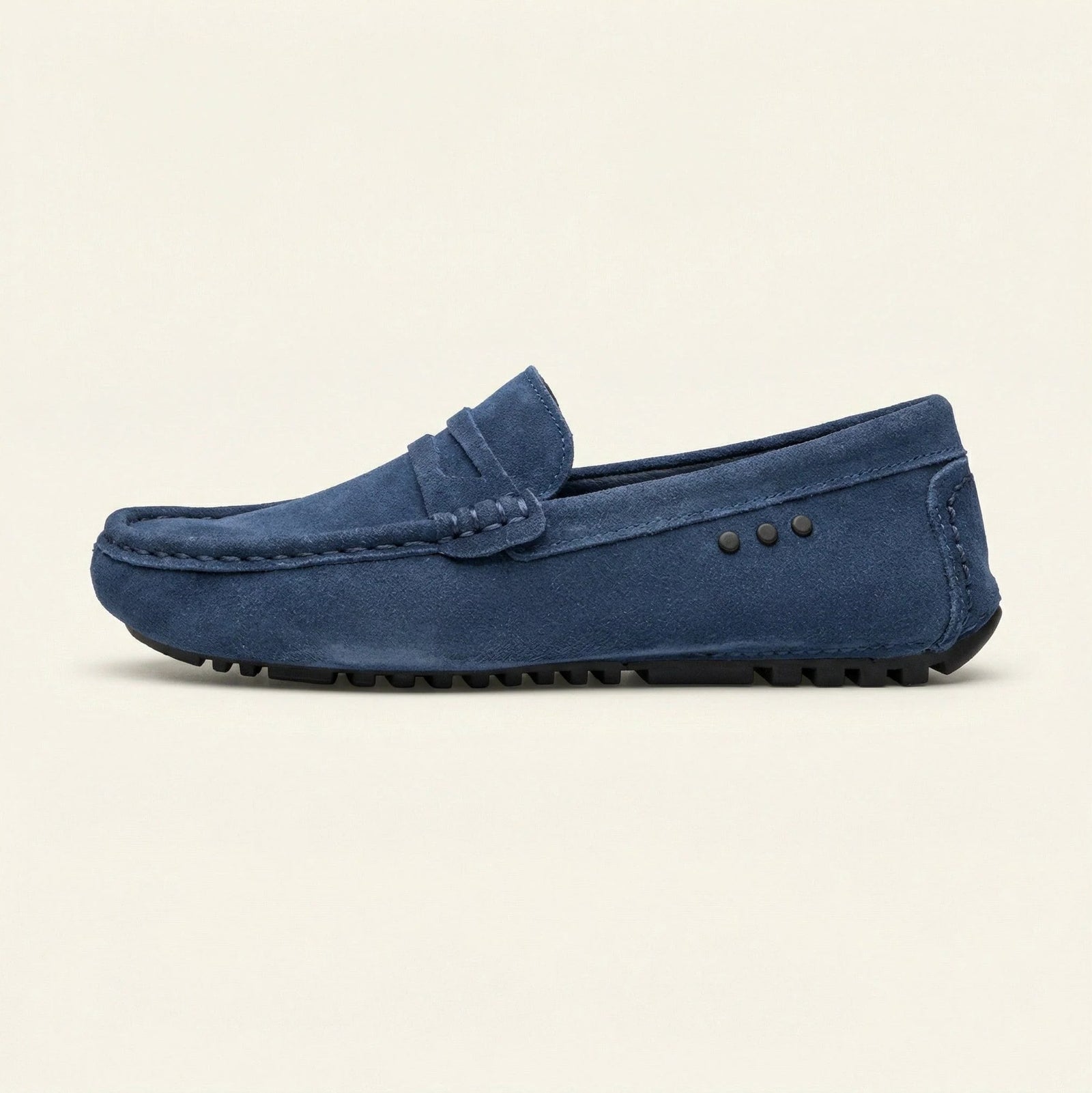 Mocassin Conduite Cuir Suédé à Picots et Bande
