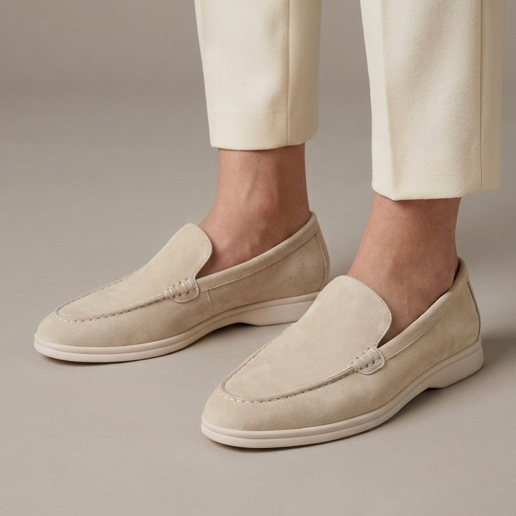 Mocassin Cuir Véritable Souple - Beige