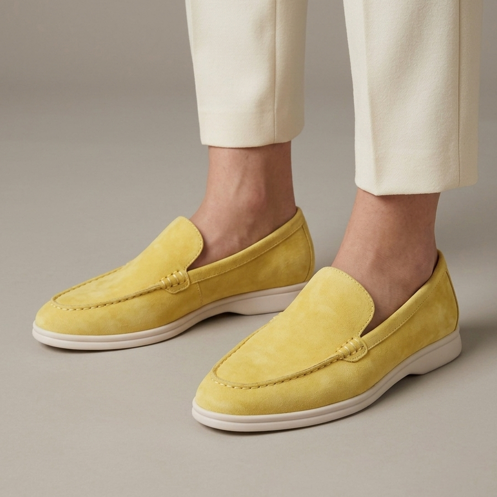 Mocassin Cuir Véritable Souple - Jaune