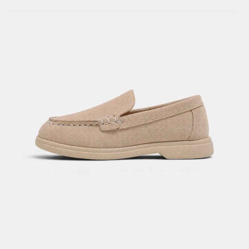 Mocassin enfant bateau beige – vue de profil