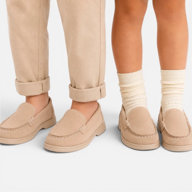 Mocassin enfant bateau beige – vue de dessus