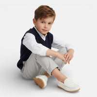 Mocassin enfant cuir blanc – vue de profil