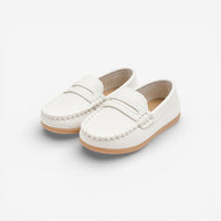 Mocassin enfant cuir blanc – vue arrière