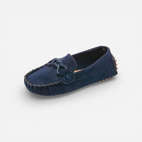 Mocassin enfant bateau en daim bleu marine