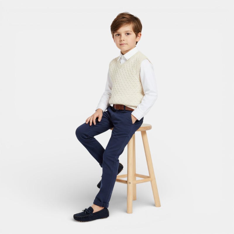 Mocassin enfant bateau bleu marine – vue de trois-quarts