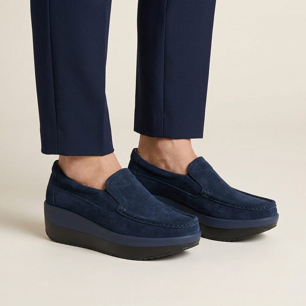 Mocassin Femme Compensé Cuir Suédé
