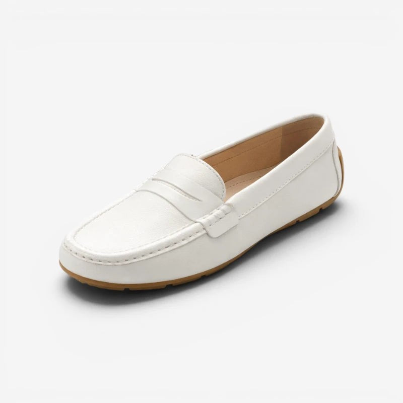 Mocassin Femme Cuir Souple Plat à Enfiler