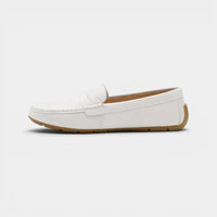 Mocassin femme cuir blanc – vue de profil