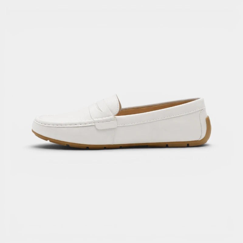 Mocassin femme cuir blanc – vue de profil
