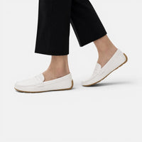Mocassin femme cuir blanc – vue de trois-quarts