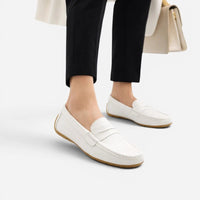 Mocassin femme cuir blanc – vue arrière