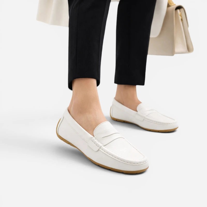 Mocassin femme cuir blanc – vue arrière