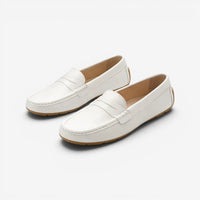Mocassin femme cuir blanc – détail de la finition