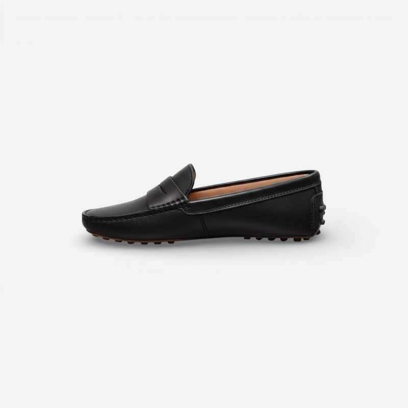 Mocassin femme cuir noir – vue de profil