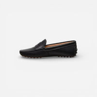 Mocassin femme cuir noir – vue de profil