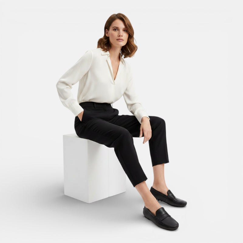 Mocassin femme cuir noir – détail de la finition