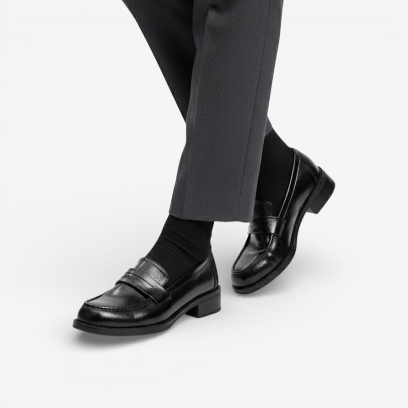 Mocassin femme à talon noir – vue de dessus