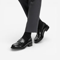 Mocassin femme à talon noir – vue de dessus