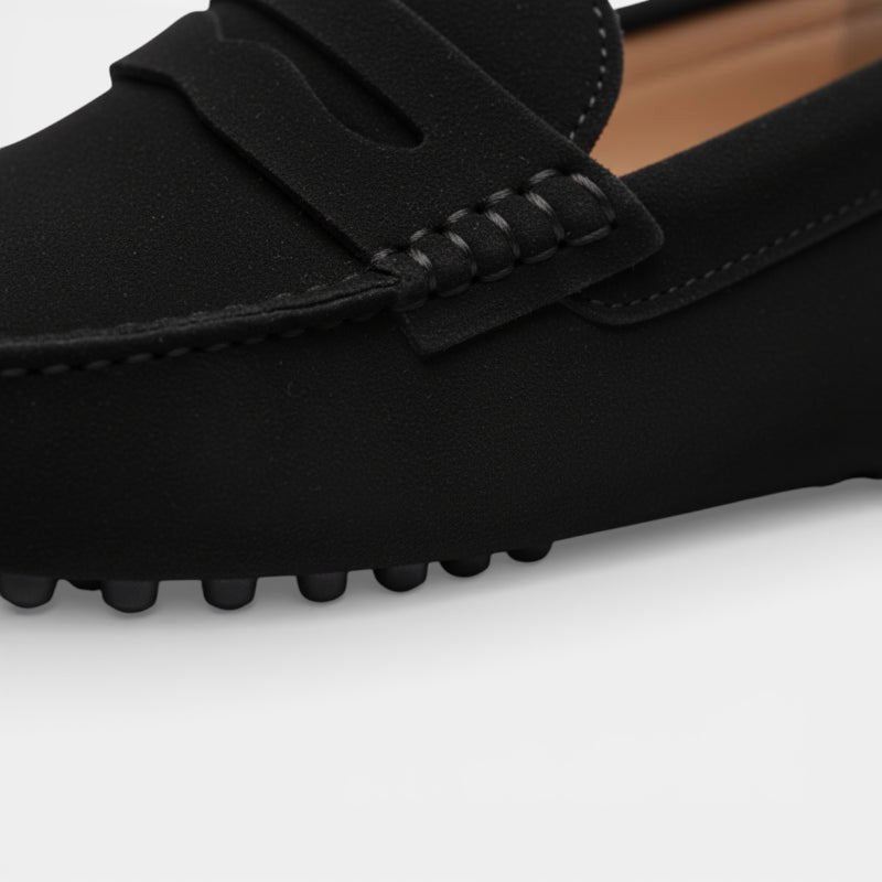 Mocassin femme daim noir – vue arrière