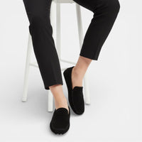 Mocassin femme daim noir – détail de la finition