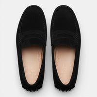 Mocassin femme daim noir – vue de profil