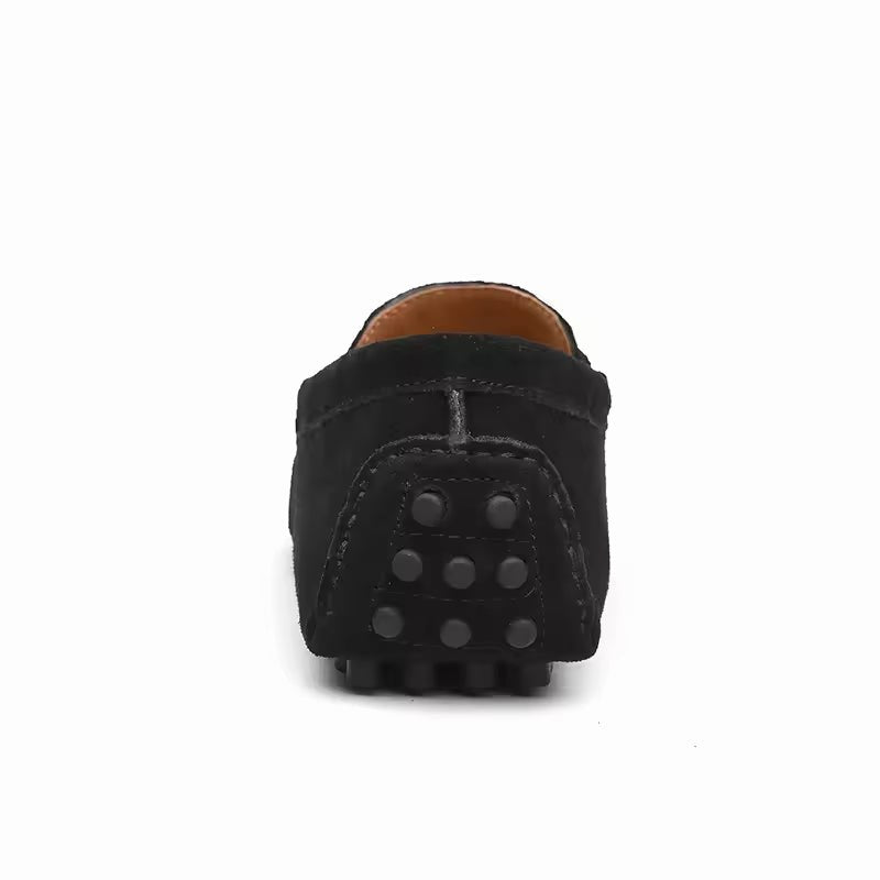 Mocassin femme daim noir – vue de trois-quarts