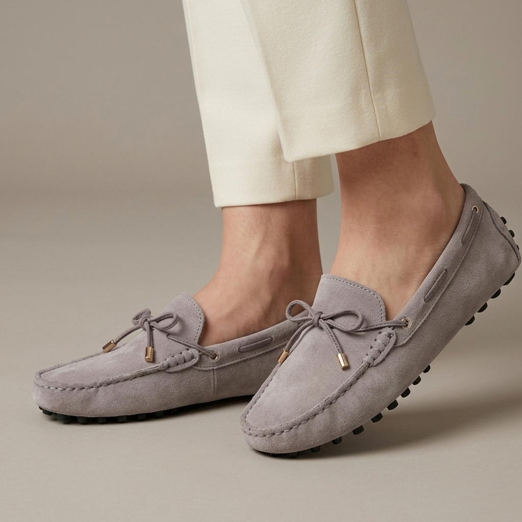 Mocassin Femme Daim Souple - Gris