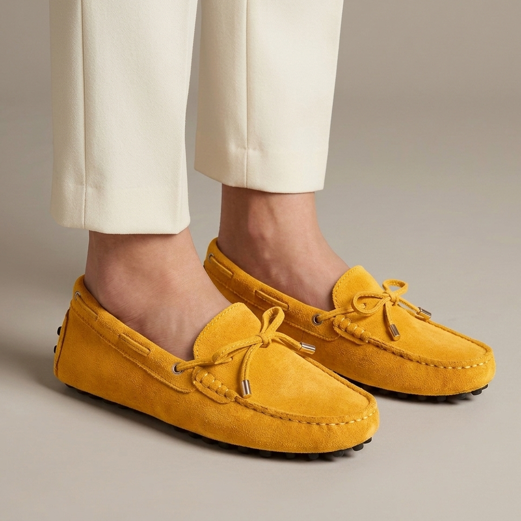 Mocassin Femme Daim Souple - Jaune