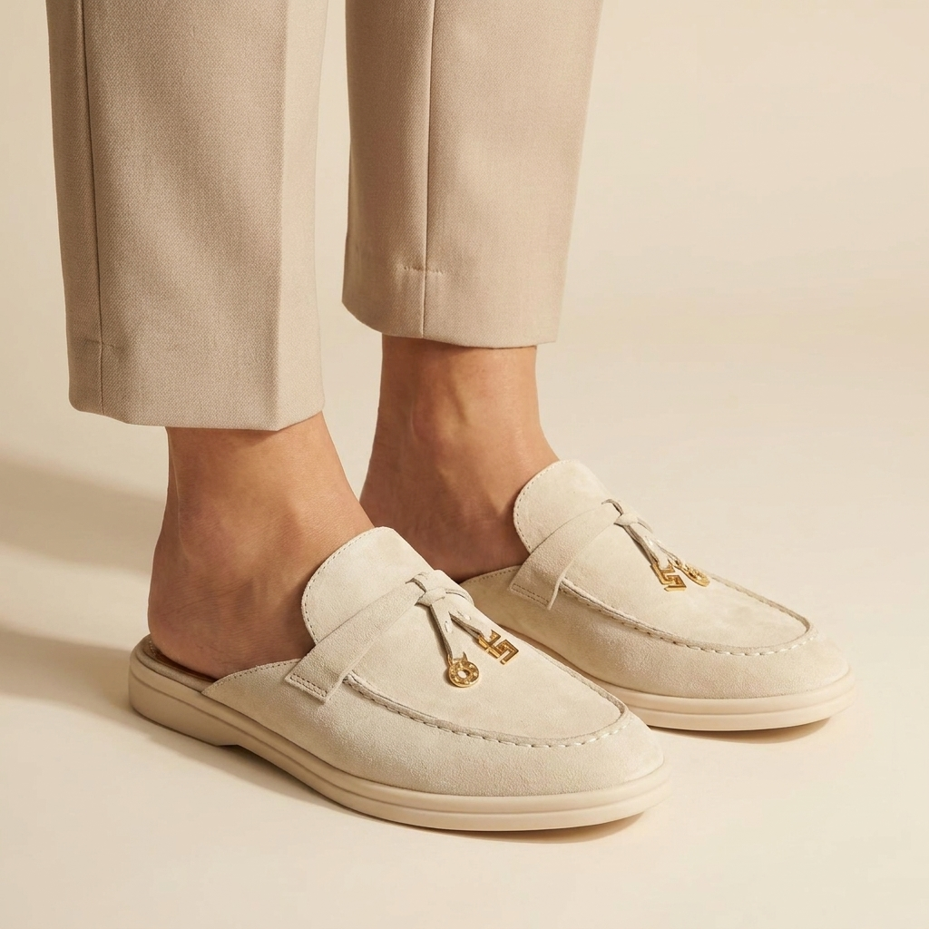 Mocassin Femme Ouvert Suède d'Agneau