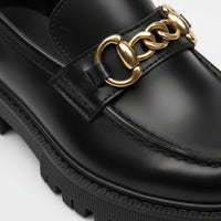 Mocassin femme plateforme noir – vue de dessus