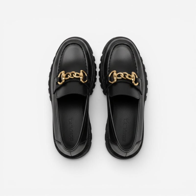 Mocassin femme plateforme noir – vue de la semelle