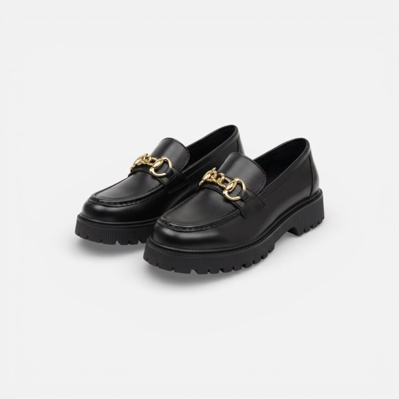 Mocassin femme plateforme noir – vue de dessus