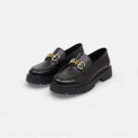 Mocassin femme plateforme noir – vue de dessus