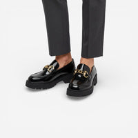 Mocassin femme plateforme noir – vue de dessus