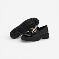 Mocassin femme plateforme noir – vue arrière