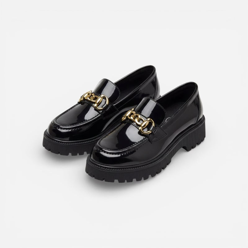 Mocassin femme plateforme noir – vue arrière