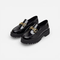 Mocassin femme plateforme noir – vue arrière