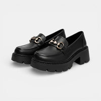 Mocassin femme plateforme noir – vue de la semelle