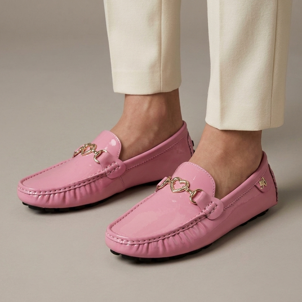 Mocassin Femme Vernis à Mors - Rose